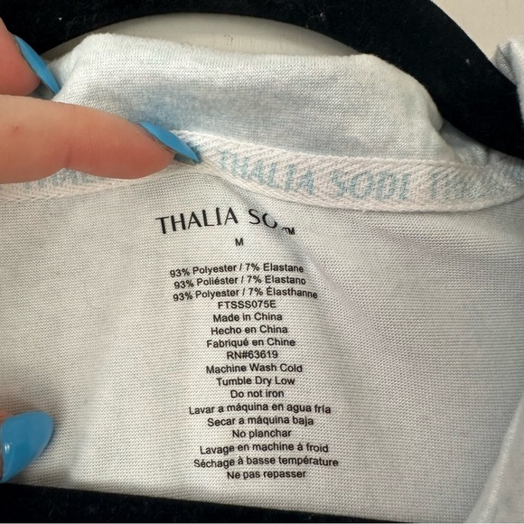 Thalia Sodi | Light Blue Ruffle Hem Short Sleeve Shorts Pajama Set Size Medium - Picture 2 of 5